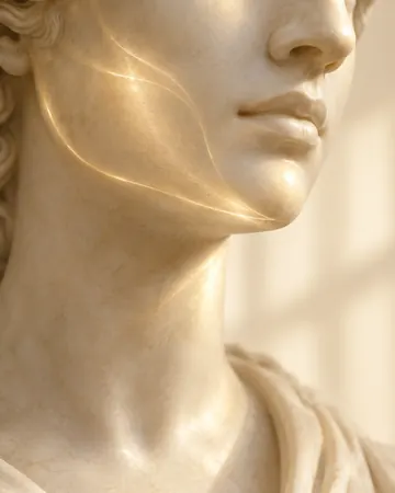Escultura com brilho dourado na bochecha e no queixo