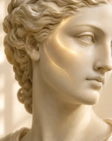 Escultura com brilho dourado nas maçãs do rosto